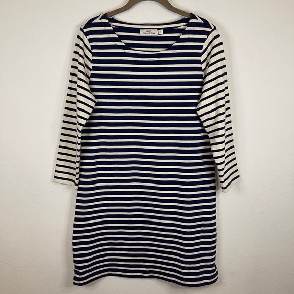 Vineyard Vines Navy Blue and White Mixed Stripe Knit Dress Size S - Picture 2 of 8